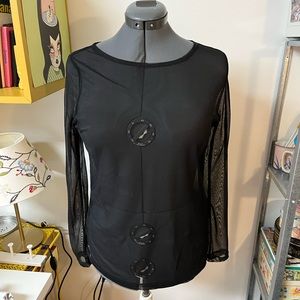 Black mesh layering top